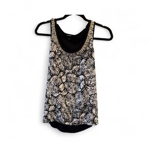 Embellished Black and Gray Women's Top XL